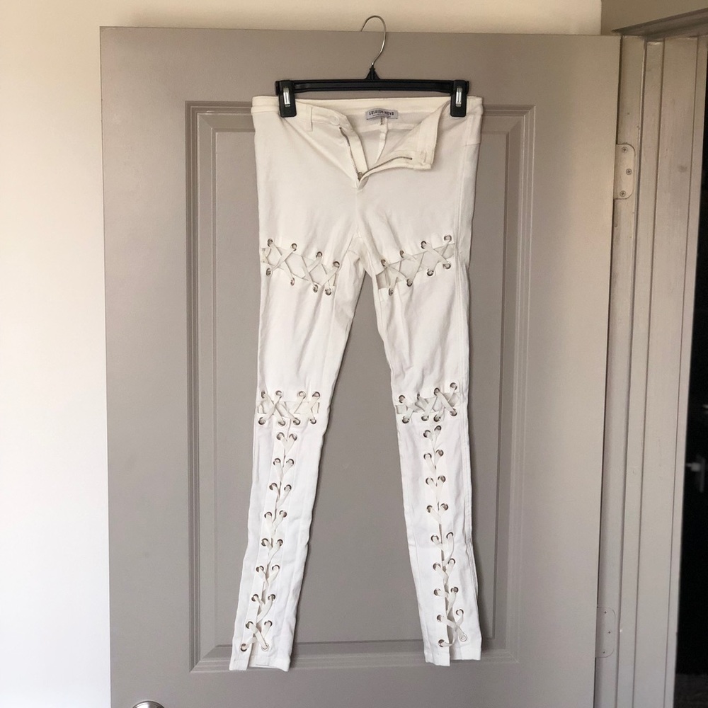 Lace up off white pants